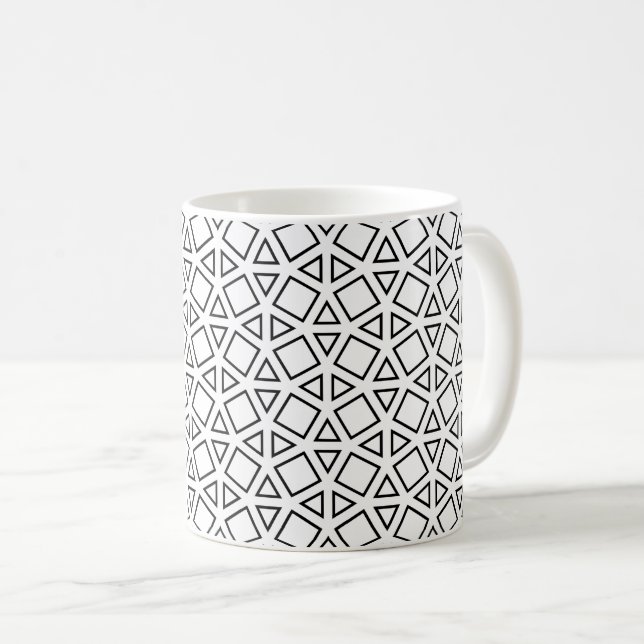 Taza de café con patrón geométrico de triángulo en (Anverso derecho)