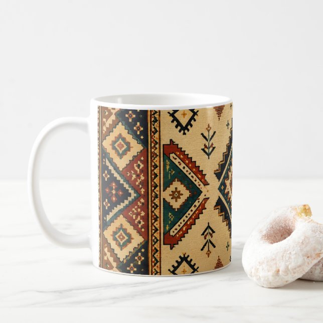 Taza de café con patrón geométrico tribal boho | R (Con donut)