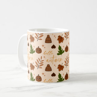 Taza de café con patrón lindo de otoño Hello Autum