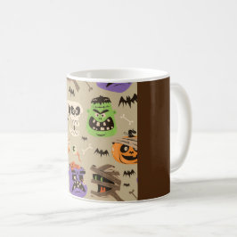 Taza de café con patrón vintage de Halloween