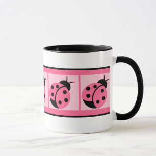 Taza De Café Con Pequeña Mariquita Con Bandas