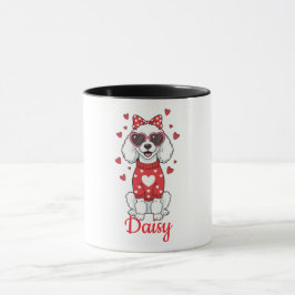 Taza de café con perro caniche día de San Valentín