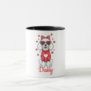 Taza de café con perro caniche día de San Valentín