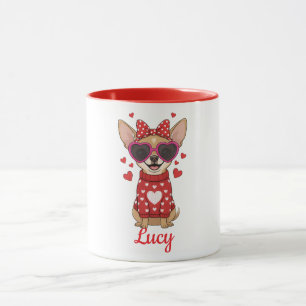 Taza de café con perro Chihuahua Día de San Valent