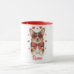 Taza de café con perro Corgi feliz día de San Vale