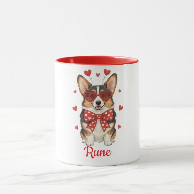 Taza de café con perro Corgi feliz día de San Vale (Centro)