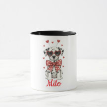 Taza de café con perro dálmata día de San Valentín