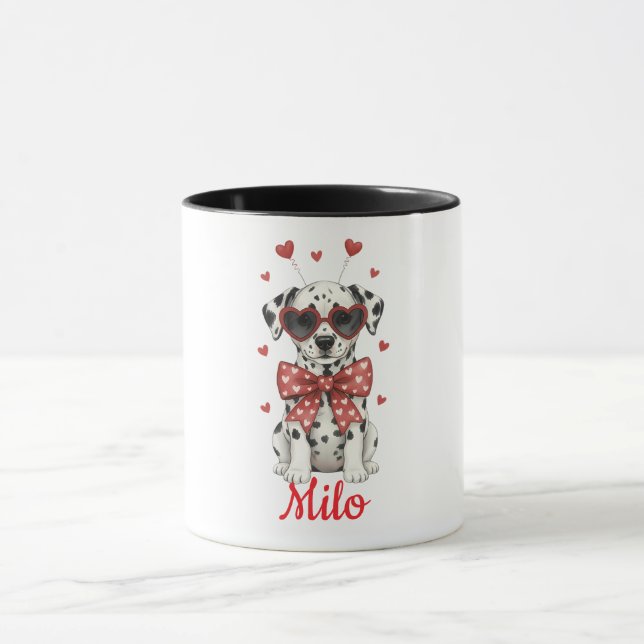 Taza de café con perro dálmata día de San Valentín (Centro)
