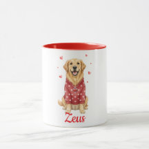 Taza de café con perro Golden Retriever día de San