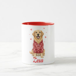 Taza de café con perro Golden Retriever día de San