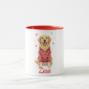 Taza de café con perro Golden Retriever día de San
