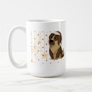 Taza de café con perro lindo sombrero de Santa Nav
