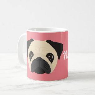 Taza de café con perro Pug
