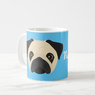 Taza de café con perro Pug