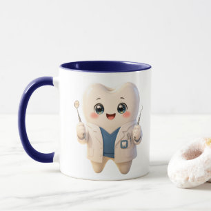 Taza de café con personaje de diente de dentista l