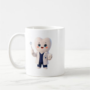 Taza de café con personaje de diente lindo dentist