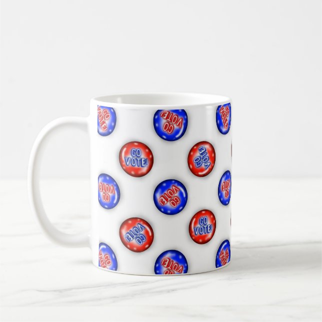 Taza de café con pins de Vota (Izquierda)