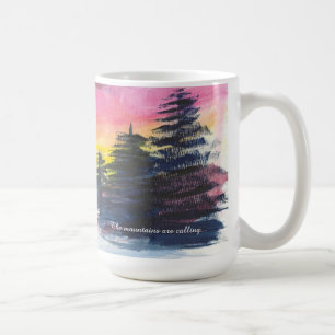 Taza de café con pintura de majestuosidad de monta