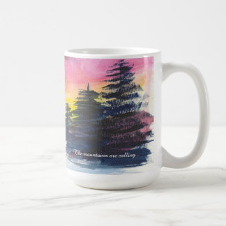 Taza de café con pintura de majestuosidad de monta