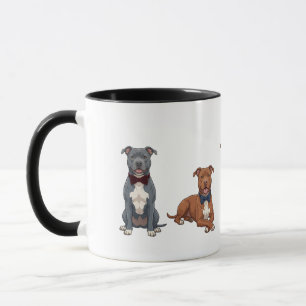Taza de café con pit bulls elegantes con corbata d