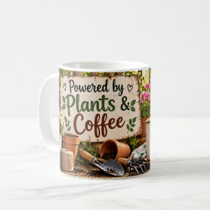 Taza de café con plantas