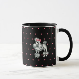 Taza de café con poodle retro