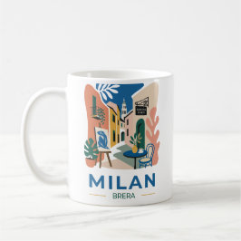 Taza de café con póster de viaje de arte de Milán