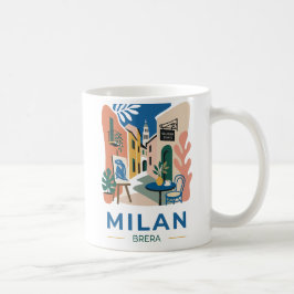 Taza de café con póster de viaje de arte de Milán