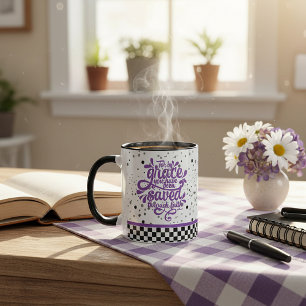 Taza de café con purpurina morada Salvado por Grac