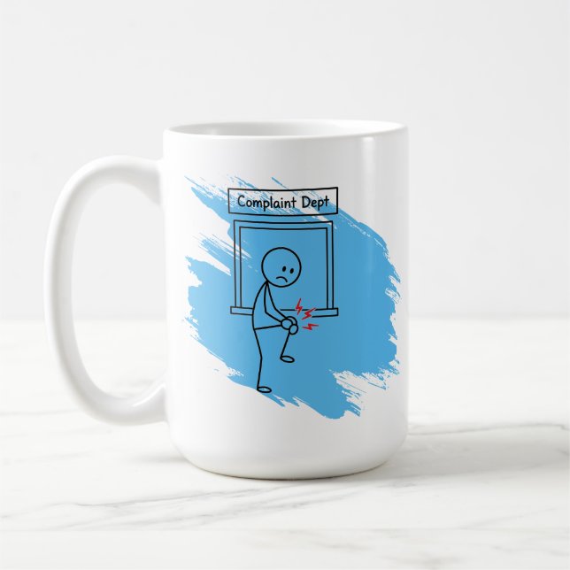 Taza de café con queja de humor sobre el dolor per (Izquierda)