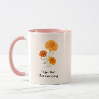Taza de café con ramo de Marigold