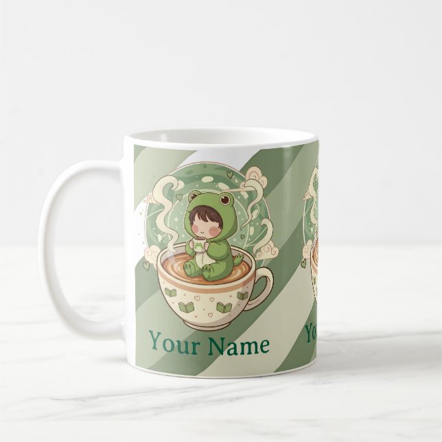 Taza de café con rana linda (Izquierda)