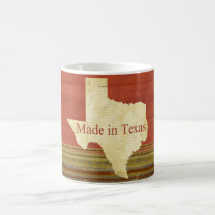 Taza de café con rayas rojas oxidadas Hecha en Tex