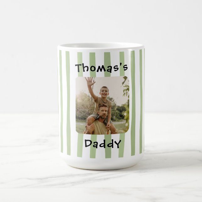 Taza de café con rayas verdes y foto editable (Centro)