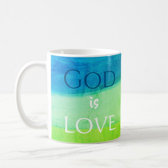 Taza de café con regalo cristiano Dios es amor pin (Izquierda)