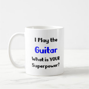 taza de café con reproductor de guitarra