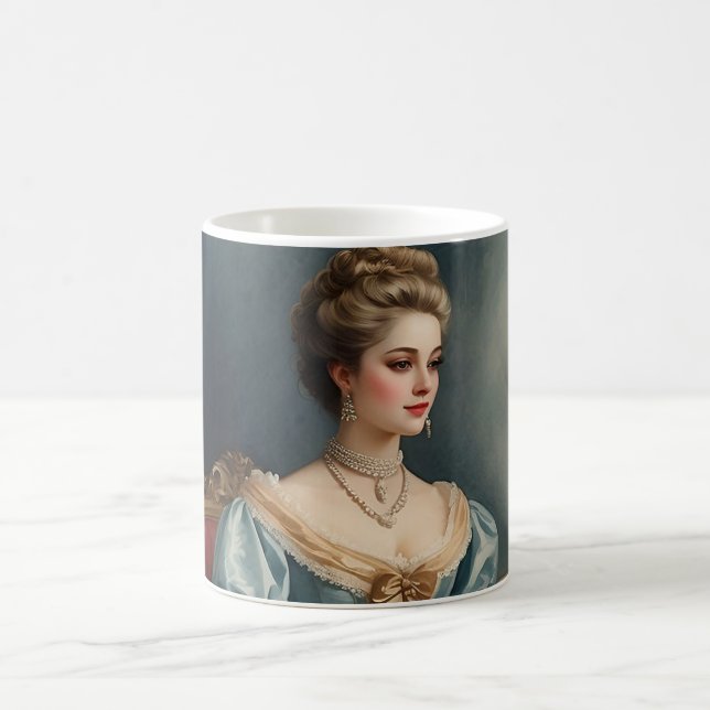 Taza de café con retrato clásico de dama victorian (Centro)