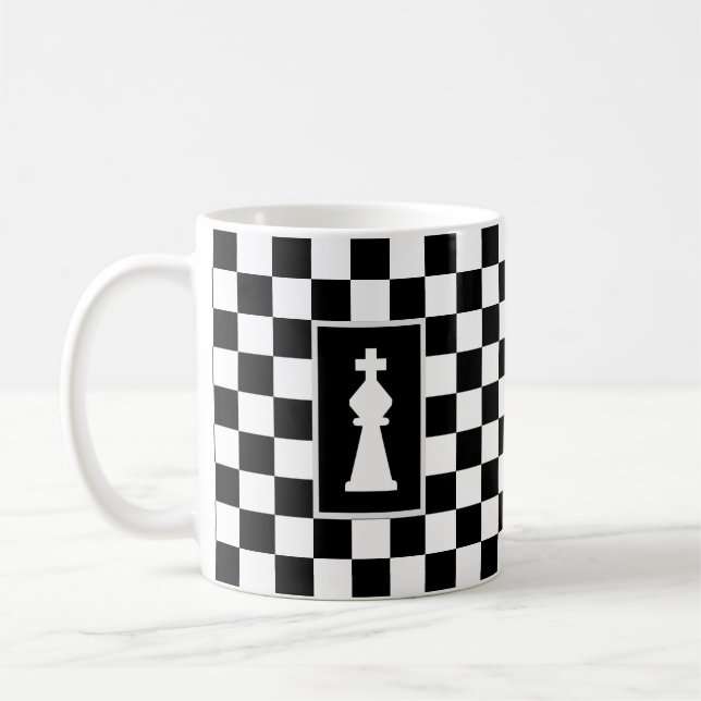 Taza de café con Rey Blanco sobre Ajedrez en Blanc (Izquierda)