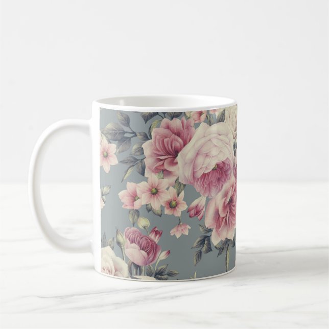 taza de café con rosas rosadas (Izquierda)