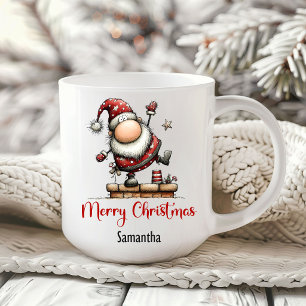 Taza de café con Santa divertido y caprichoso dibu