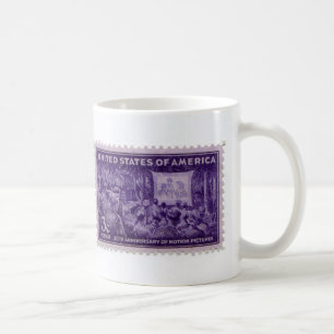 Taza de café con sello de correos antiguo