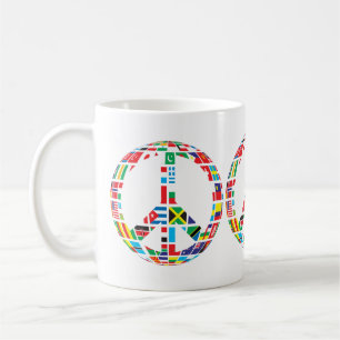 taza de café con signo de paz