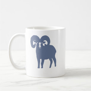 Taza de café con silueta de carnero azul Aries