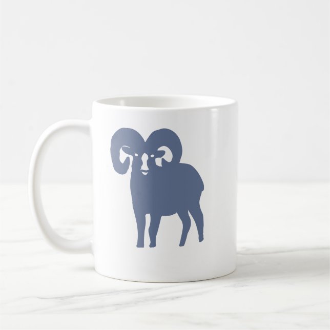 Taza de café con silueta de carnero azul Aries (Izquierda)