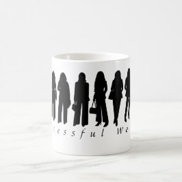 Taza De Café Con Silueta De Mujer Exitosa