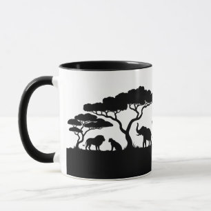 Taza de café con silueta de vida silvestre de safa