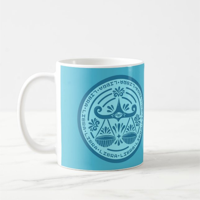 Taza de café con símbolo de Libra del zodiaco (Izquierda)
