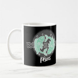 Taza de café con símbolo de Piscis del zodiaco