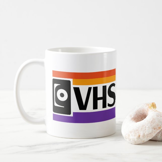 Taza de café con símbolo retro de VHS - 80s 90s (Con donut)