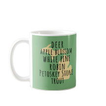 Taza de café con símbolos del estado de Michigan